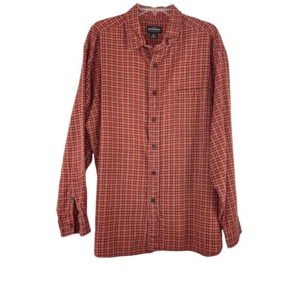 Woolrich Textured Long Sleeve Button Down Shirt Red Plaid